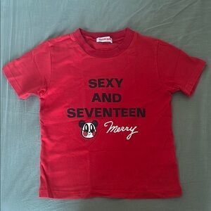 Red Funny “Sexy and Seventeen” Graphic Baby Tee T-Shirt